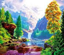 Необычайный водопад в лесу