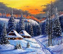 Снежный в лесной деревне