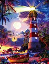 Яркий свет маяка на острове