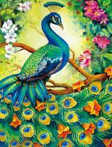 Яркие цветы в хвосте павлина