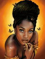 Африканская девушка и золотистые бабочки