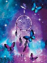 Оберег и бабочки на фоне звездного неба