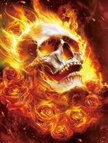 Горящий череп с клыками