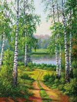Березовая роща возле озера