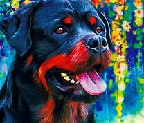 Ротвейлер под цветами