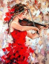 Скрипачка в красном платье