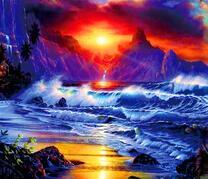 Неимоверной красоты закат над морем