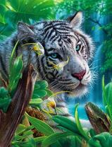 Белый тигр и цветы