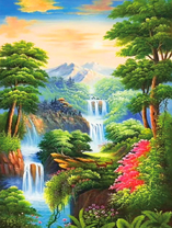 Чудесный пейзаж с водопадами