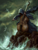 Игра на виолончели у моря