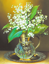 Букет ландышей в серебряном кувшине