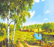 Дорога вдоль реки в деревянной церкви