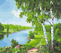 Две стройные березки у реки