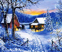 Заснеженный домик в лесной глуши