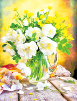 Бело-желтый букетик в прозрачном букете