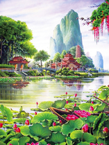 Красота неимоверного озера с лотосами