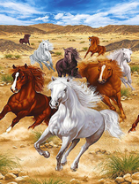 Дикие лошади среди пустыни