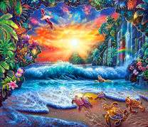 Маленькие черепашки ползут в море