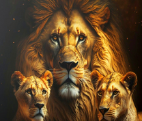 Большой лев и две львицы