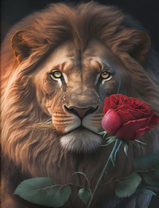 Грозный лев и красная роза