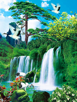 Журавли над водопадом