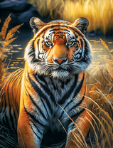 Красивый тигр у озера