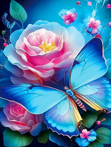 Большая перламутровая бабочка на розе