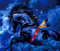 Черный конь в ночном небе