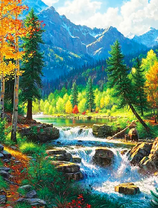 Неимоверный пейзаж в лесу ранней осенью