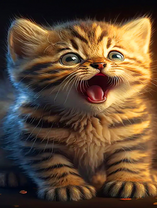 Полосатый пушистый котёнок