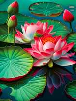 Розовые лотосы на воде