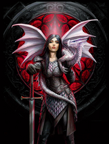 Воительница с драконом на плече