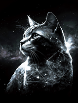 Изображение черно-белого кота и созвездие