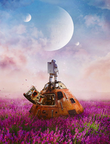 Космонавт на спасательной капсуле