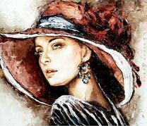 Милая девушка в широкополой шляпе с розой