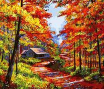 Дорога к домику в осеннем лесу