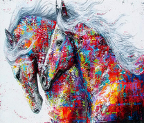 Пара разноцветных лошадей