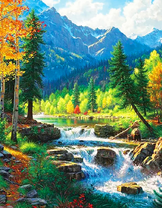 Осенний лес среди гор