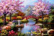 Розовая долина вдоль реки