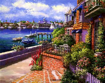 Домики в цветах у моря