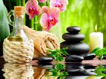 Орхидеи, масло и камни