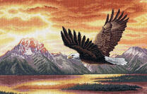 Шикарный полет орла над горами