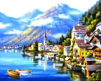 Уютный прибрежный городок среди гор