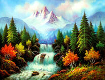 Бурная река в осенних придгорьях