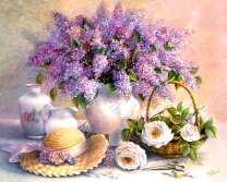 Фиолетовый букет и шляпка