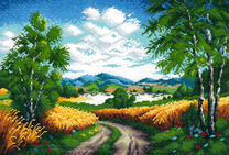 Дорога к дому вдоль берез