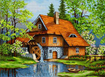 Водяная мельница с домом