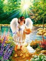 Ангелочек кормит утят