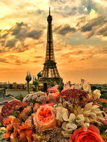 Букет роз на Эйфелевой башне