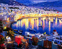 Оживленная ночная гавань